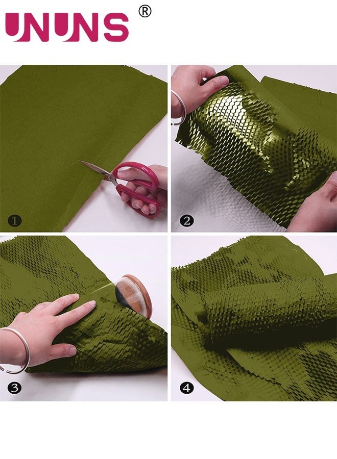 UNUNS Honeycomb Packing Paper,50cm x 18m Sustainable Alternative To Bubble Wrap For Moving Shipping Packing Roll,Eco Friendly Bubble Wrap Alternative Roll Kraft Paper Packing,Green - Image 3